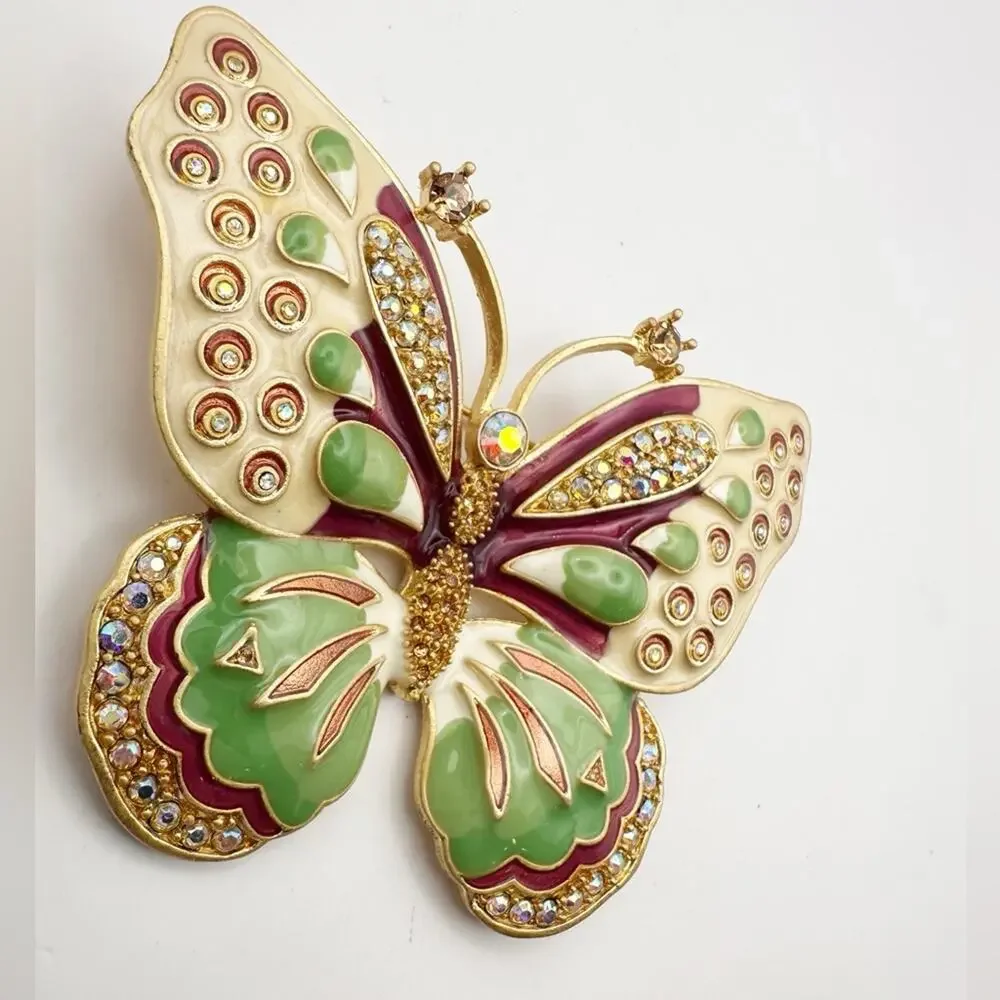 Kenneth Jay Lane Butterfly Brooch Vintage KJL Oversized Pin Statement Jewelry